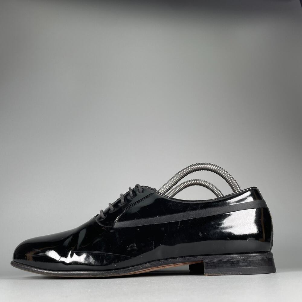 Mezlan Broadway Men's Size 7.5 W Black Patent Leather Oxfords Dress Shoes Formal